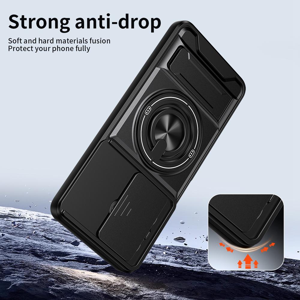 KEYSION Magnetic Phone Case for OPPO A3 A3X 5G A5i Slide Camera Protection Upright Kickstand 360 Ring Shockproof Back Cover