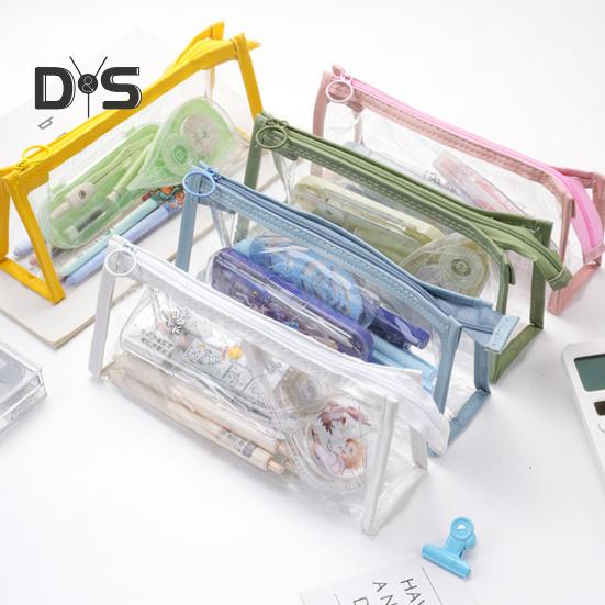 Przezroczysty piórnik z zamkiem błyskawicznym Wodoodporna kosmetyczka do przechowywania makijażu Organizer na artykuły papiernicze dla uczniów do szkoły, biura i podróży