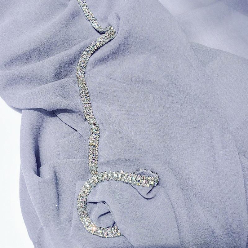 Luxury Sparkling Diamonds Long Side Scarf Women Muslim Long Scarves Light Weight Soft Turban Shawl Solid Scarves 70*180Cm