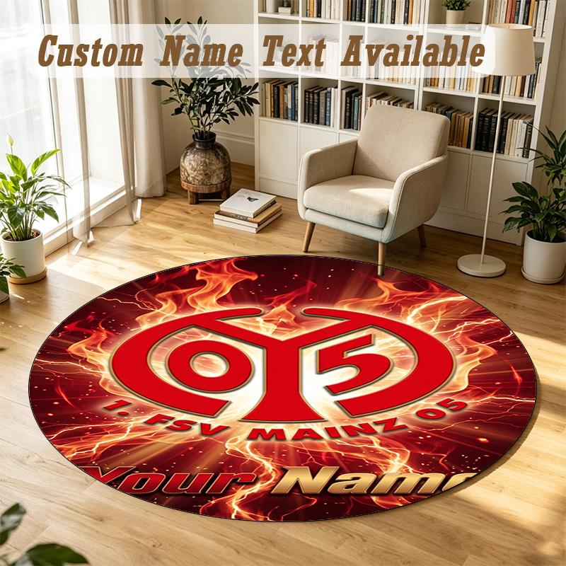 Round Rug Custom NameMainz 05 Pattern Non Slip Carpet Home Floor Decor