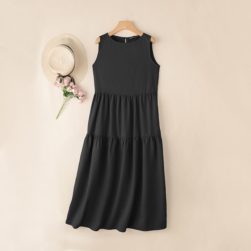 

ZANZEA Женское повседневное летнее платье без рукавов с круглым вырезом 4XL чёрный