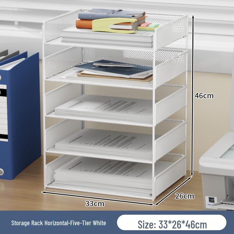 Multi-Layer Desktop File Organizer: A4 Rack & Storage Shelf for Office
