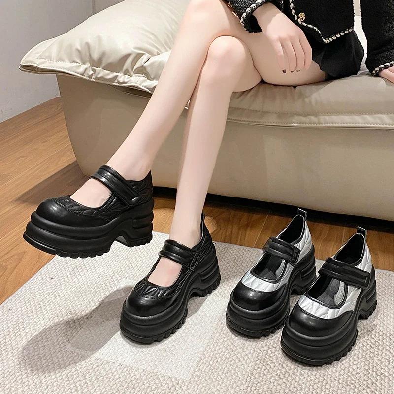 Fashion Lolita Shoes Women Mary Jane 2024 New Vintage Girls Students JK Uniform High Heels Platform Shoes Cosplay Black Female Shoes