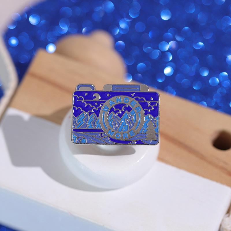 Cartoon Delightful Style Brooch In Vibrant Purple For Outdoor Travel Camera Backpack Enthusiasts
