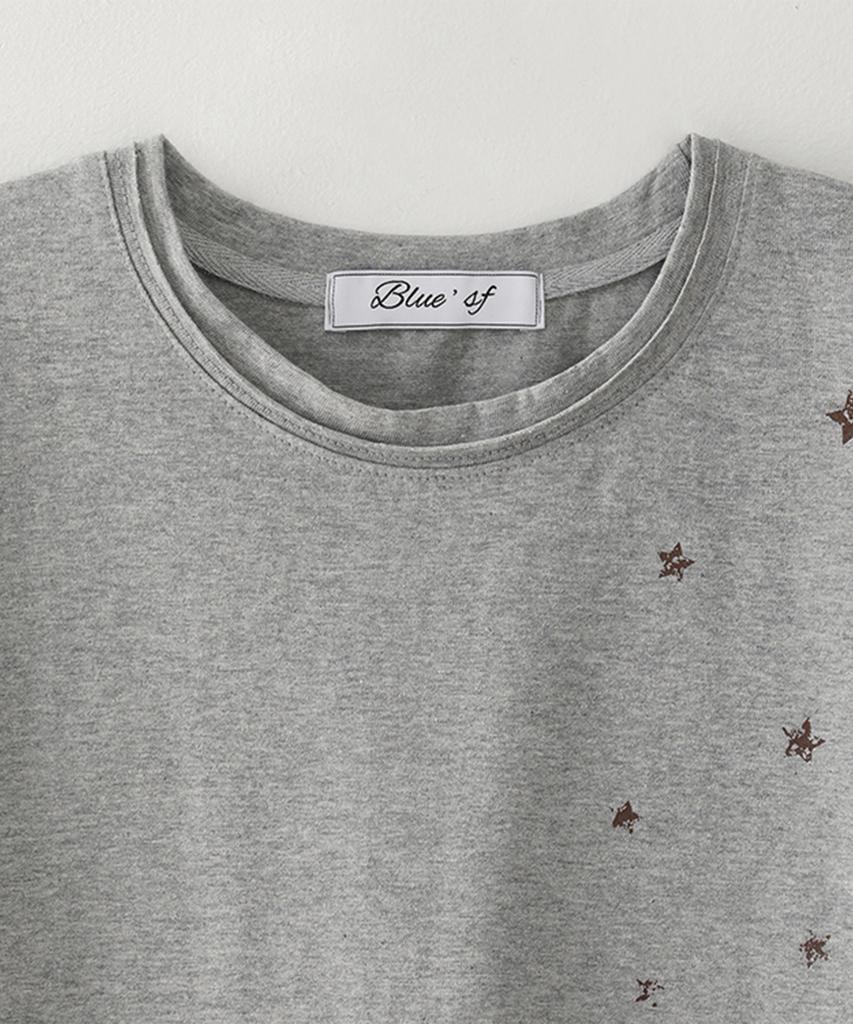 Beullusseonpeullawo Vintage 90S Star Crop Short Sleeve T-Shirt [Melange Gray]