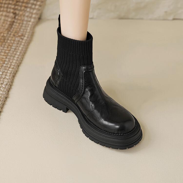 Fashion New Autumn Winter Genuine Leather Women Boots Fashion Platform Boots for Women Chunky Heel Short Boots Botines Mujer High Heels