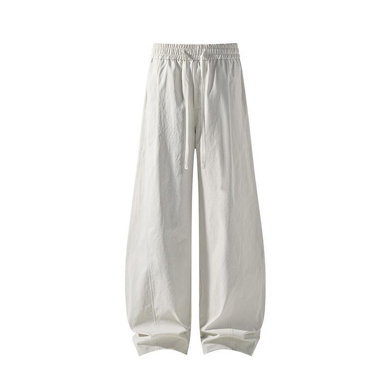Straight casual pants Thin ice silk wide legs American paratrooper sports trousers Quick-drying pants Men's summer scimitar diagonal