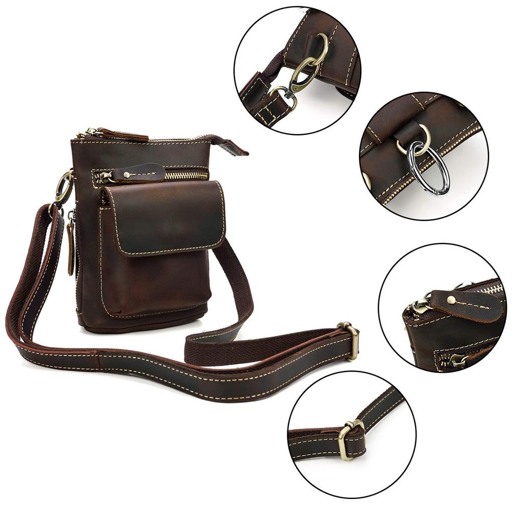 Hüftgurt Hüfte Schulter Echtes Leder Taille Handyaufbewahrung [Luufan] Tasche, Tasche, Herren Tasche, Tasche, Leder, 3-Wege, Klein, Unisex, Tasche, Tasche, Tasche,