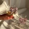 Rosa Große Schleife Glas Dekor Glas Tasse Kelch Schleifenhenkel Gläser Hitzebeständig Hohes Borosilikat Dessert Eisbecher Schüssel
