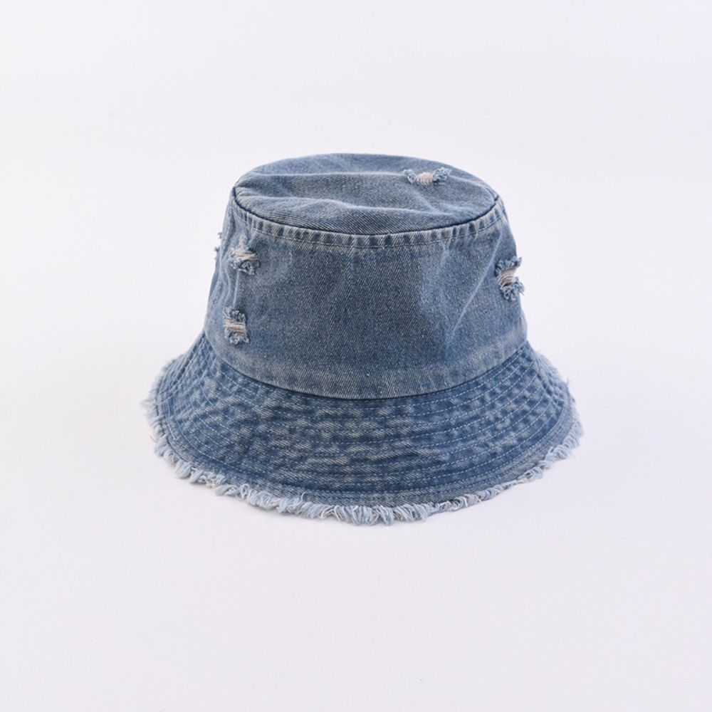 Washed Denim Denim Bucket Hat Large Brim Sun Protection Hat Personalized Fishermen Caps Hiking