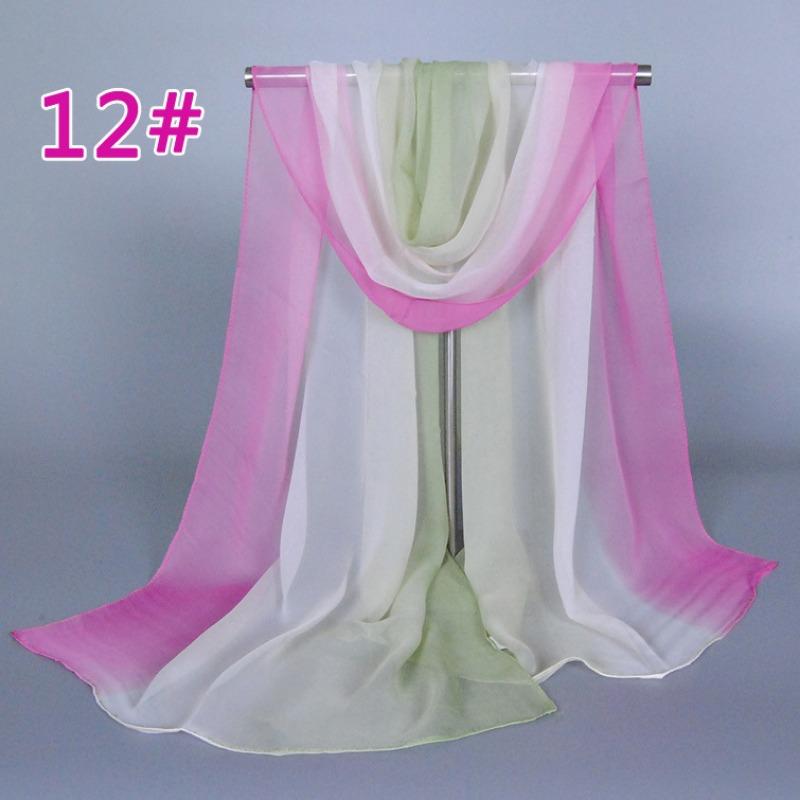 Supply imitation silk georgette silk scarf, popular bright and gradual change of color accessories scarf