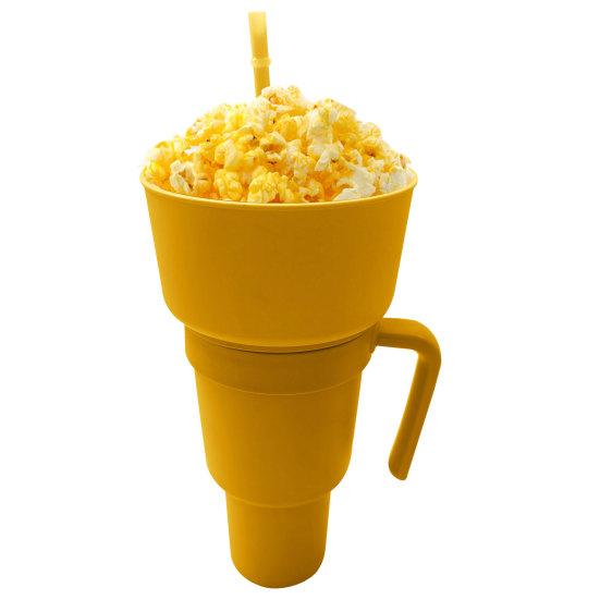 Snack Cup 2 In 1 Multifunction Color Changing Stadium Tumbler Snack And Drink Cup with Straw for Movies Home Use