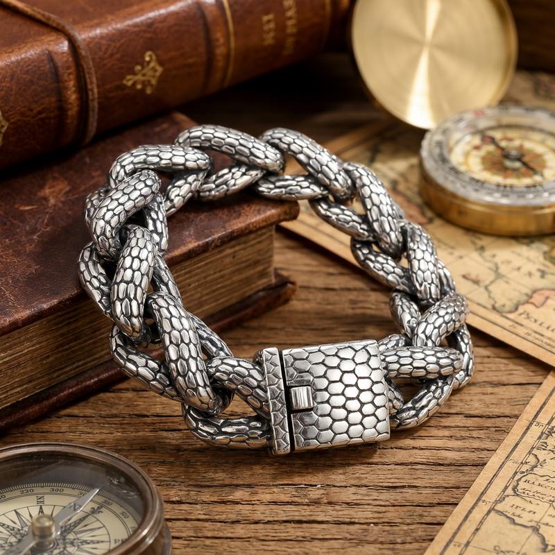 Men's Bracelets 18MM Width Snake Link Cuban Chain Bracelet for Man Punk Rock 316L Stainless Steel Jewelry Male Birthday Gifts