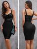 European & American Style Sexy Spaghetti Strap Mesh Patchwork Bodycon Dress for Women