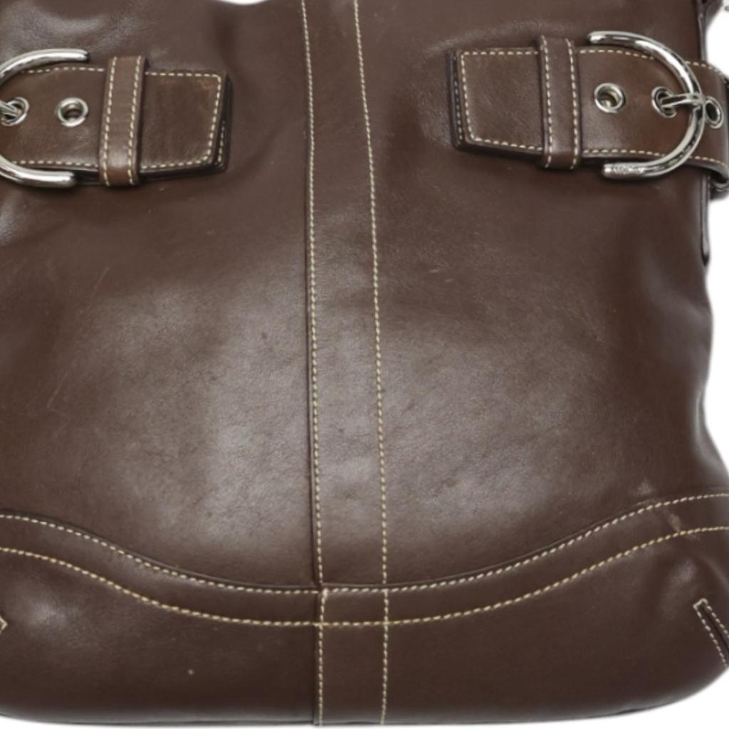 COACH leather soft duffle Diagonal 1452 Shoulder Bag leather Dark brown Used