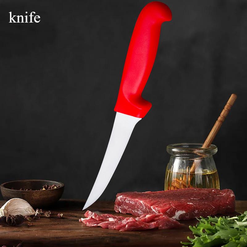 Red Boning Knife Professional Meat Dividing Boning Butcher Meat Slicing Knife Sharp Stainless Steel Compact and Easy To Use Peeling Knife