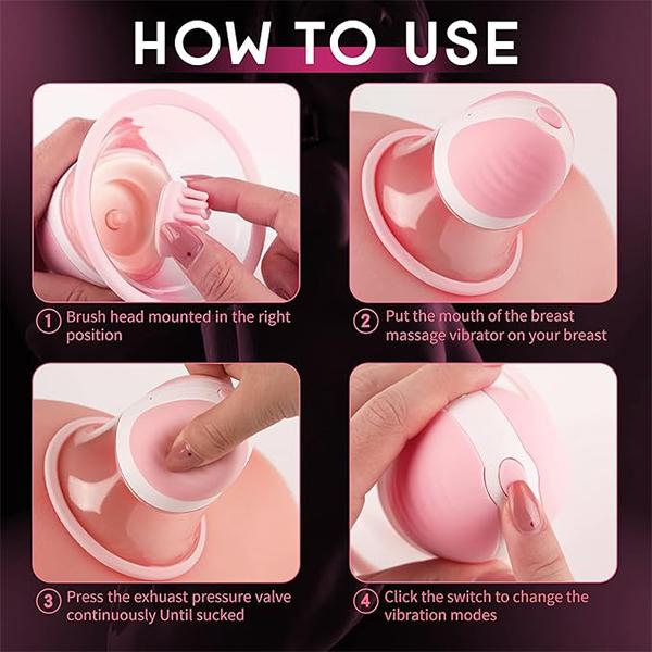 Nipple Sucker Strong Suction Stimulation Massager and 10 Vibrator Rotating Modes, Rechargeable Adult Toys for Fun Three Pairs of Massage Heads