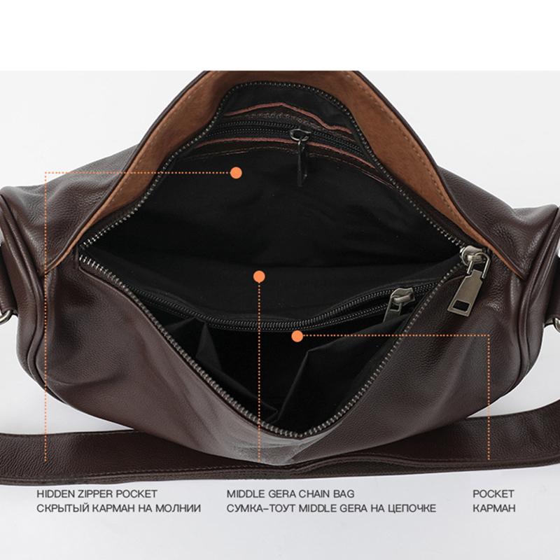 Универсальная мягкая сумка на плечо из натуральной кожи для женщин — фото 7