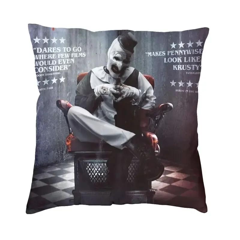 Horror Clown Halloween Movie Terrifier Cushion Cover Velvet Pillow Case Sofa Chair Square Pillowcase Living Room Decoration