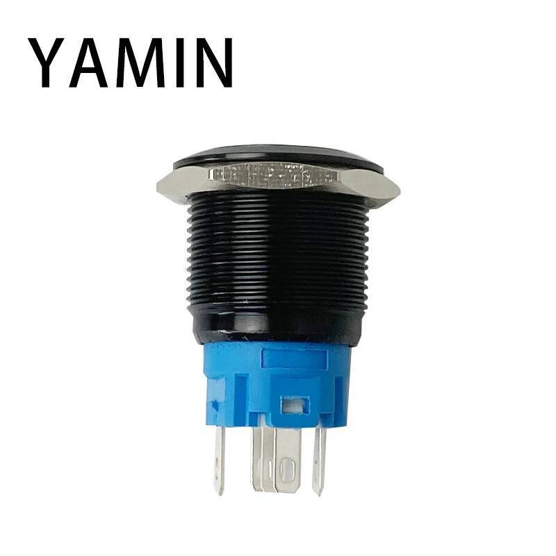 16/19/22mm Black Shell Metal Push Button Switch Customization 3-6V 12-24V 220V Reset/Latching Light Waterproof For Car RV Truck