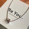 Rainbow Ring Transfer Bead Necklace Retro Trend Colored Diamond Personalized Women'S Girlfriend Collarbone Chain