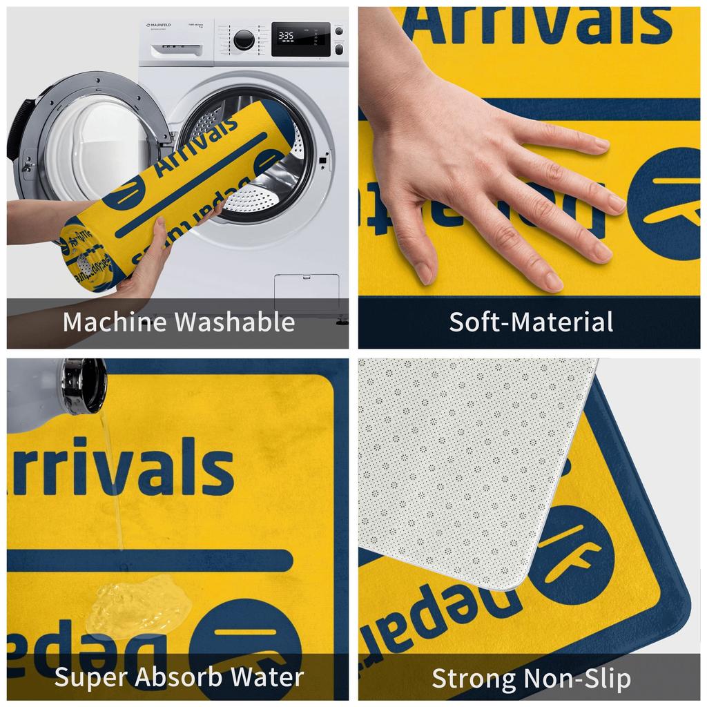 Aviation Airplane Departures Arrivals Floor Door Bath Kitchen Mat Anti-Slip Outdoor Doormat Garden Entrance Rug Carpet Footpad