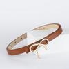 1Pc Women's Solid Color Metal Buckle Skinny Ladies Dress Thin Waistband Waist Belt PU