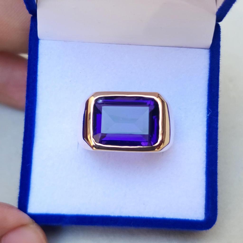 Lilla Ametyst 925 Sterlingsølv Rosegullfylt Ring Smykker, Signet Lilla Ametyst Ring Smykker