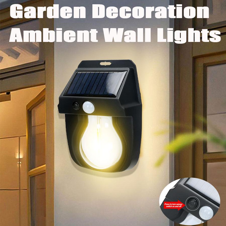 Solar Power Outdoor Wall Light, Waterproof Garden Lamp for Yard Fence Motion Sensor, Auto Illumination for Security & Decoration