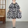 Abito midi estivo casual ampio in cotone e lino a maniche corte, taglie forti, floreale vintage, novità per donna