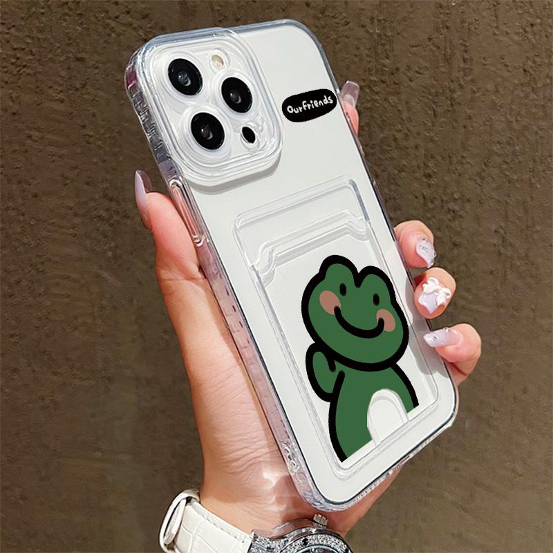 Card Slot Holder Silicone Wallet Pocket Case For Xiaomi Redmi Note 11 12 13 Honor X6A X7A X8A Tecno Spark 10C Infinix Note 30 Cover Clear Phone Bumper