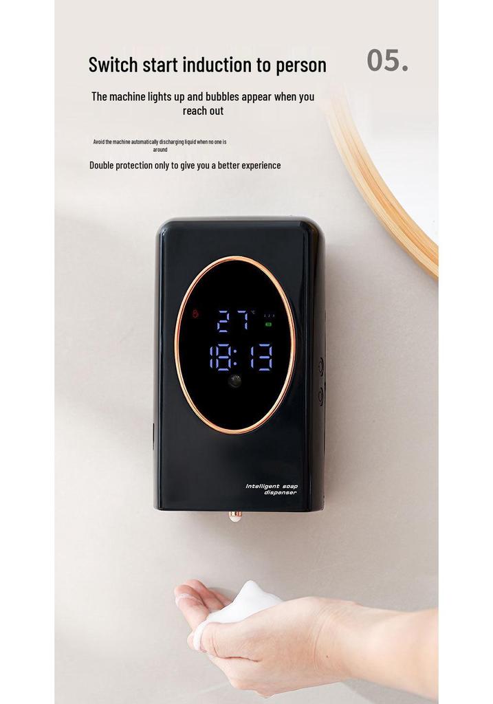 Automatický senzorový dávkovač pěnového mýdla na stěnu bez vrtání - Velká kapacita pro hotely