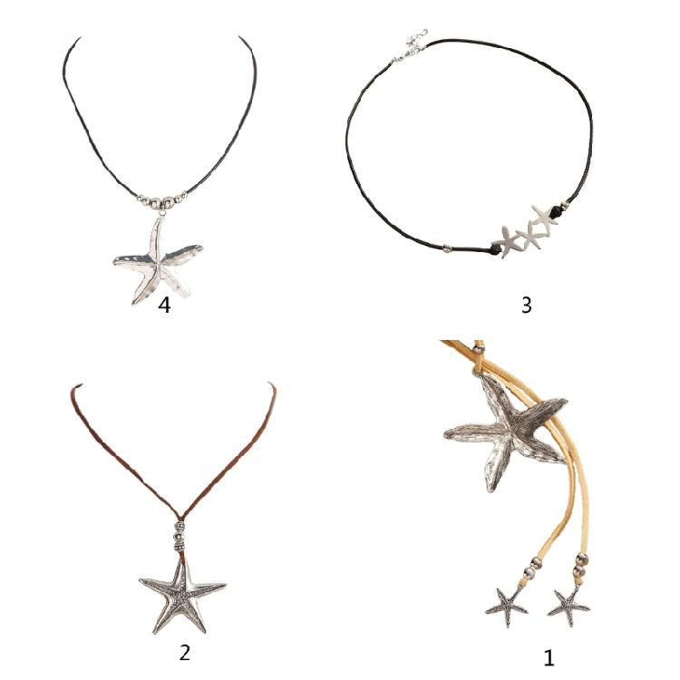 Vintage Starfish Pendant Necklace Beach Choker Jewelry Adjustable Clavicle Chain
