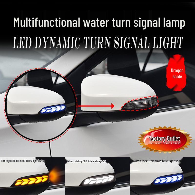 Toyota Camry/Corolla Altis Dynamic Blue Rearview Mirror Turn Signal with Smoked Daytime Running Light.
