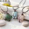 Natural Crystal Water Drop Pendant Necklace Winding Life Tree Design Popular Fashion Jewelry