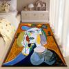 Cubist Lady Portrait Art Rug Design Non-slip Rug Suitable for Living Room and Bedroom Sofas.