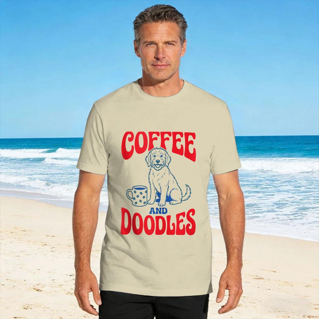 Coffee Doodles Retro Dog Lover Graphic T Shirt Hipster T Shirts Short Sleeve Y2k Fun Tops Beach Cotton Oversize Tees