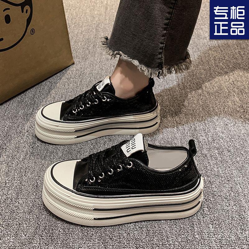 Silver Shoes Women's New Spring Women's Shoes Platform Muffin Shoes Versatile Canvas Shoes