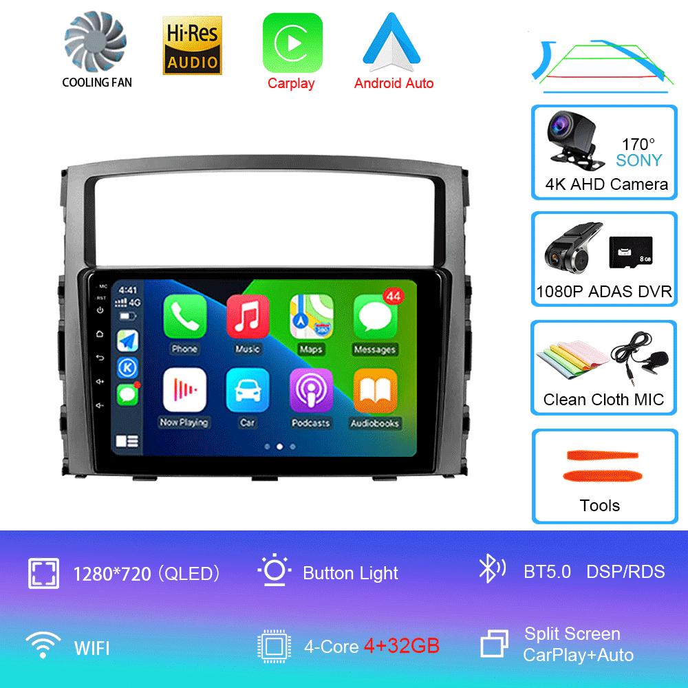 Car Radio Android14 Carplay For Mitsubishi Pajero 4 V80 V90 2006 - 2014 Navigation GPS Multimedia Player WiFi+4G Stereo video BT