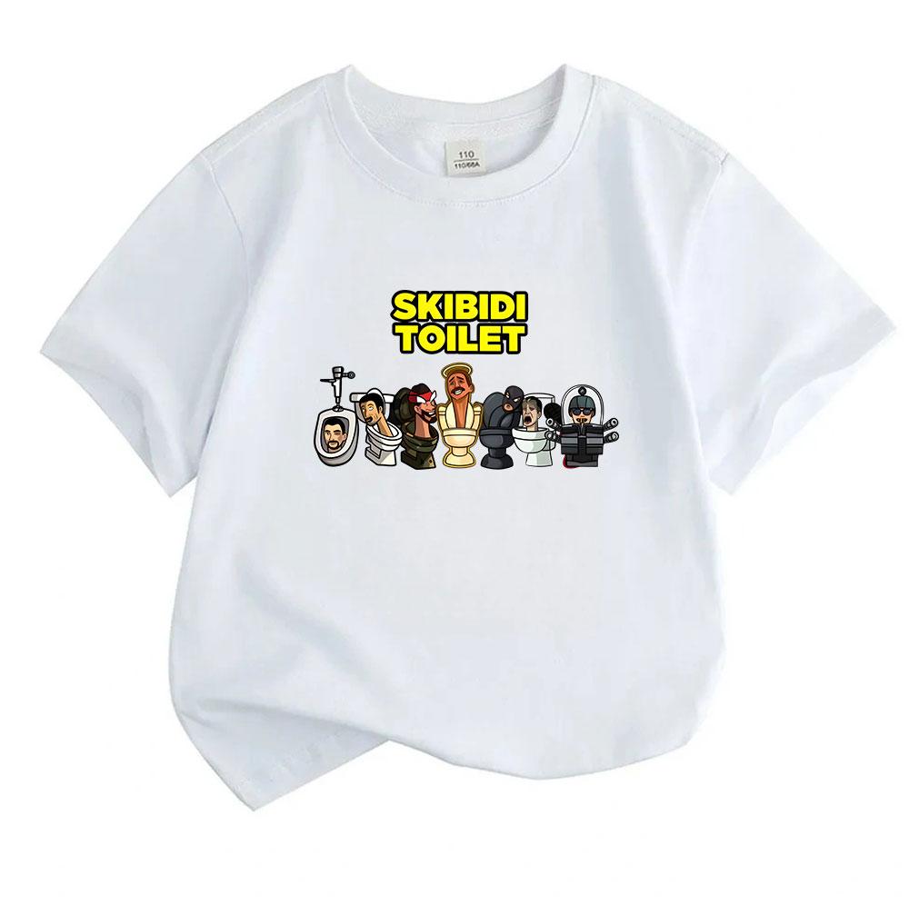 Kinder Jungen Mädchen 100% Baumwolle Rundhals Kurzarm T-Shirt, Lustiges Skibidi Toilette Muster Lässige Weiche Atmungsaktive T-Shirts für Kleinkinder Kinder Tägliche Kleidung