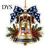 US History Celebration Decoration 250th Anniversary Christmas Ornament, USA Santa Train 2D Flat Acrylic American Flag Keepsake for Tree Holiday