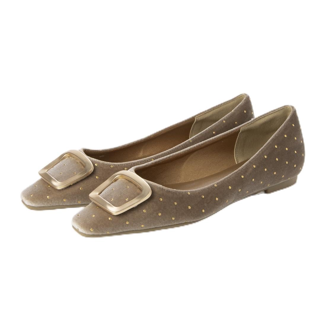 

[EVOL] Gold Buckle Stud Flat Pumps