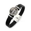 Elegant Saint Benedict Medal Adjustable Bracelet Stylish Black Leather Jewelry Unisex Gift