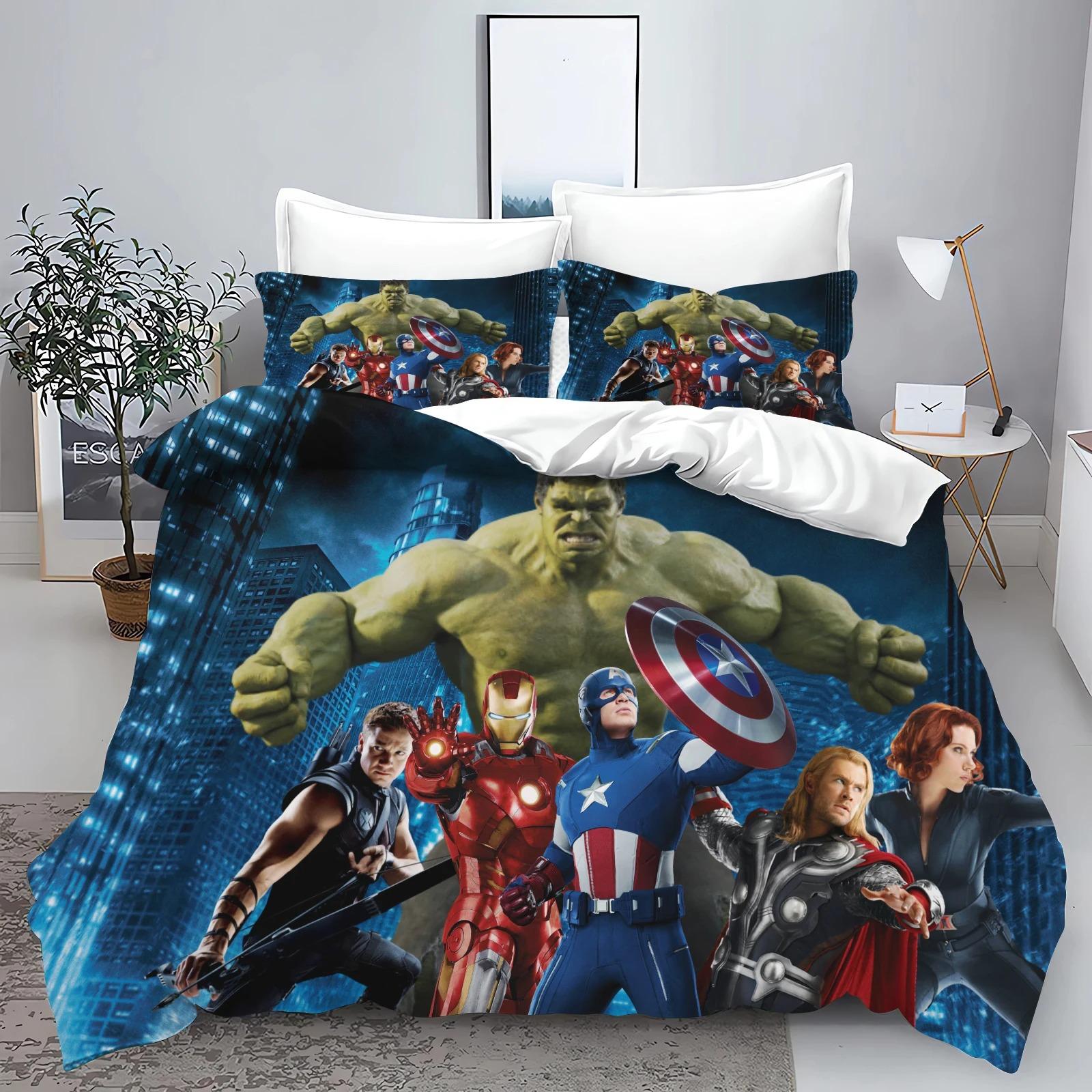 

The Avengers Hero Duvet Cover Pillowcase Bedding Set Adult Boy Girl Bedroom Decoration Children Single Double Large Size 135x200cm