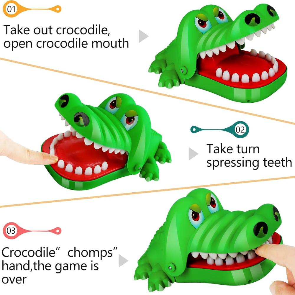 Super velké krokodýlí zuby hra pro děti, krokodýlí kousací prst zubařské hry Zábavné hračky pro 1 až 4 hráče