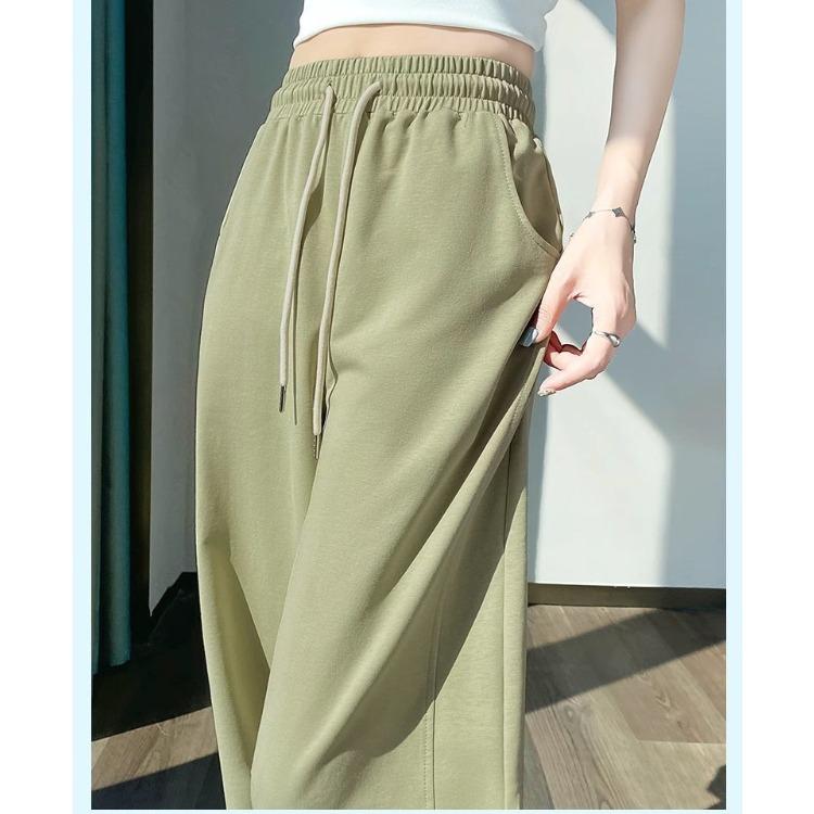 Pantalon de Sport d'Été Fin pour Femmes Pantalon à Jambe Large Décontracté Droit Long en Soie Glacée