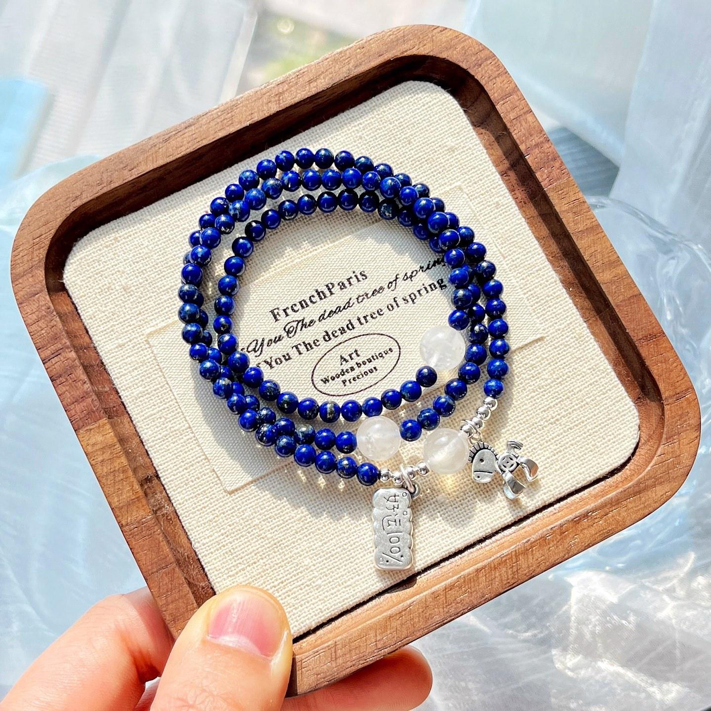 925 Silver High-Quality Design Lapis Lazuli Moonstone Bracelet Bracelet.