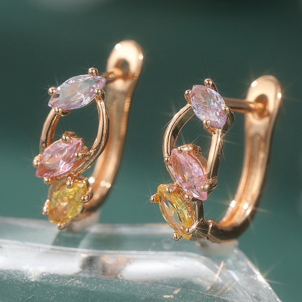 Multicolor Zircon Stone Hoop Earrings for Women with Elegant Design and Durable Metal Setting Suitable for Daily Wear and Special Occasions