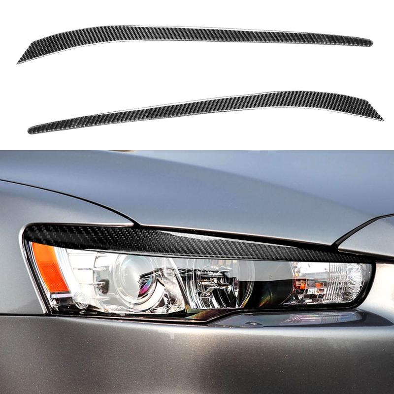 Carbon Fiber Car Headlight Eyelid Eyebrow Sticker For Mitsubishi Lancer Evo 2008 2009 2010 2011 2012 2013 2014
