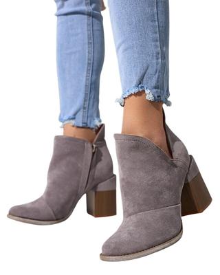 Ariko Gray Ankle Boots with Cutout Heel 39